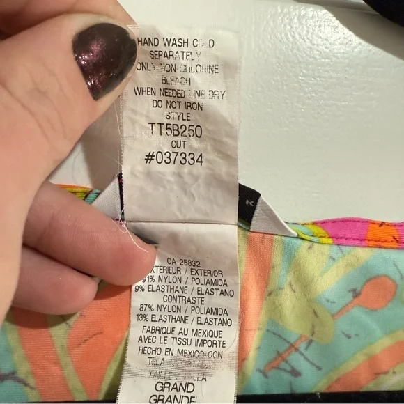 Y2K Trina Turk V-Neck Woodblock Floral Swim Cover-Up Dress - Picture 13 of 13